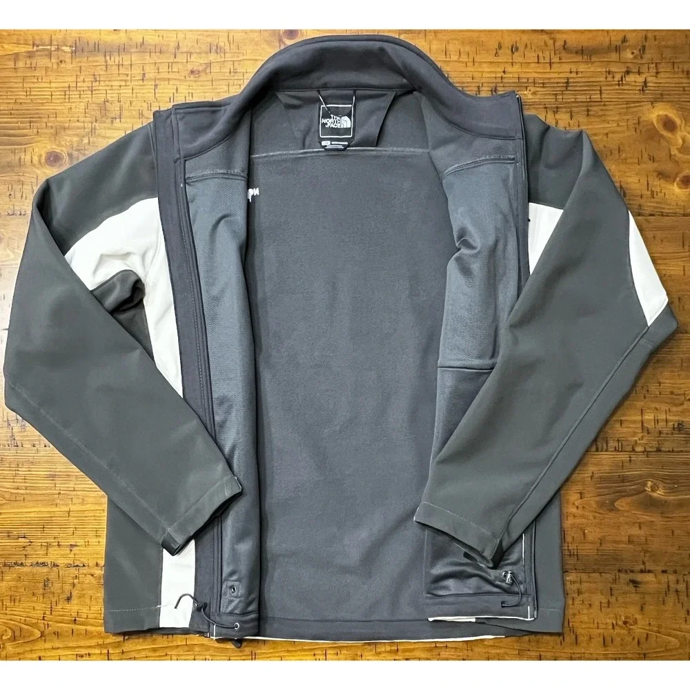 The North Face Mens Full Zip Soft Shell Jacket Size Large Two Tone Gray Beige